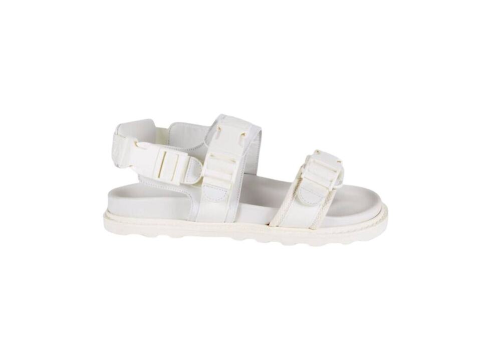 $775 NIB Bottega Veneta Textile Leather Strap Open Toe Sandals White 43(10)